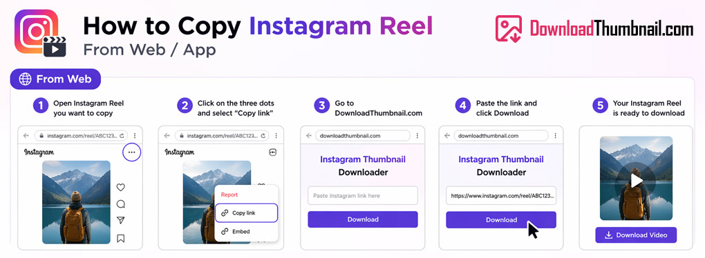Cómo copiar la URL de un Reel de Instagram en PC para descargar la portada