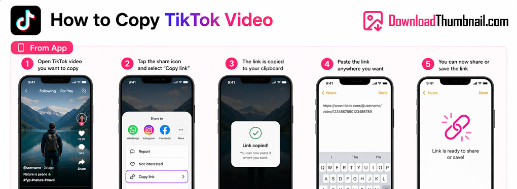 Wie man einen TikTok-Link am Handy kopiert, um das Thumbnail herunterzuladen